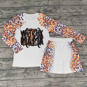 Adults Witch Mama Letters Leopard Print Orange White Halloween Outfits