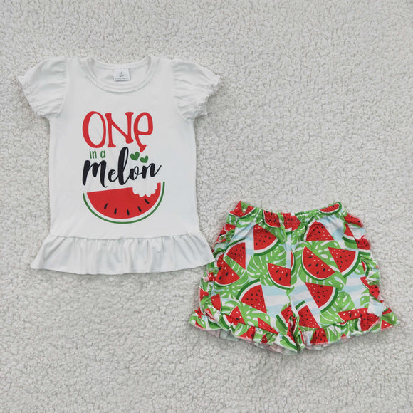 Promotional One Watermelon White Girls Shorts Sets