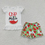 Promotional One Watermelon White Girls Shorts Sets