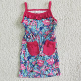 Flamingos Hot Pink Girls Sleeveless Dress