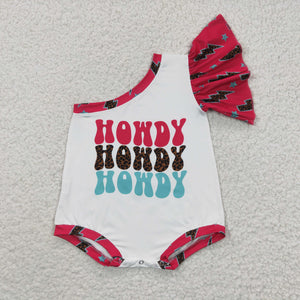 Howdy Letters Lightning One Shoulder Girls Summer Romper