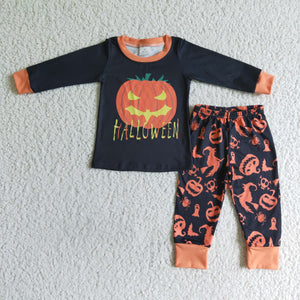 Promotional Pumpkin Black Boys Halloween Pajamas