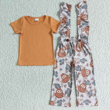 Highland Cactus Orange Girls Suspender Pants Overalls Sets