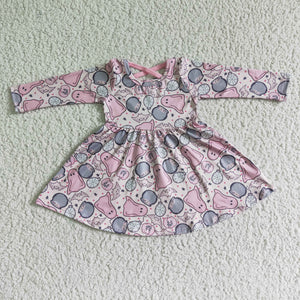 Promotional Cute Ghost Bats Pink Girls Halloween Dress