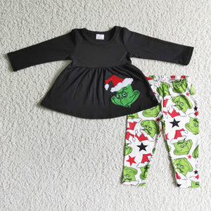 Cartoon Black White Legging Girls Christmas Outfits