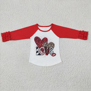Love Leopard Print Red Girls Valentine Top