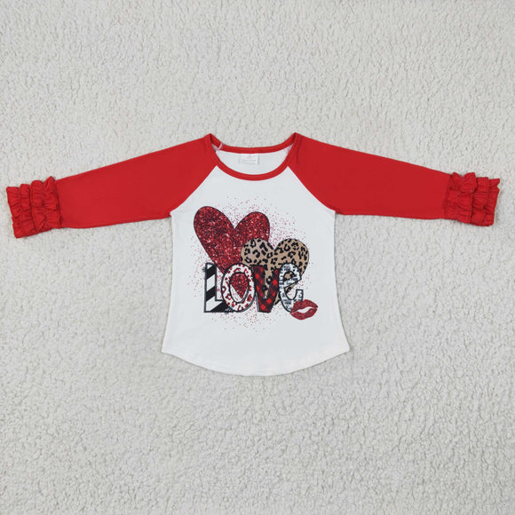 Love Leopard Print Red Girls Valentine Top