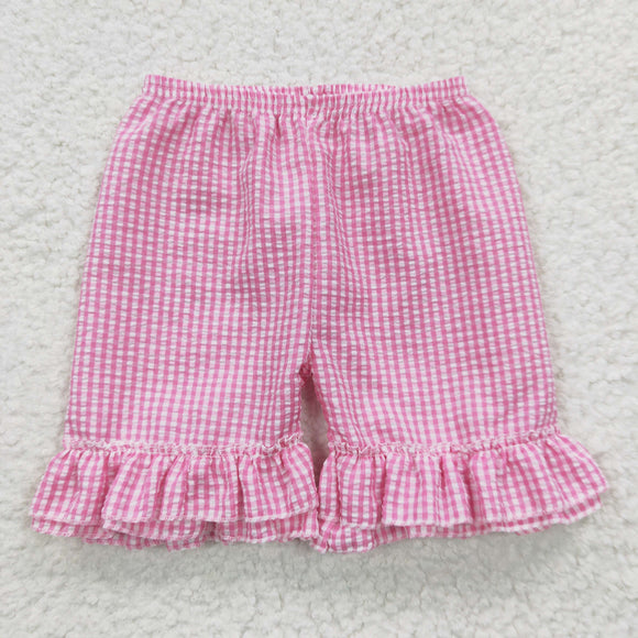 Pink Plaid Girls Shorts