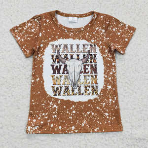 Cow Wallen Brown Girls Short Sleeve Top