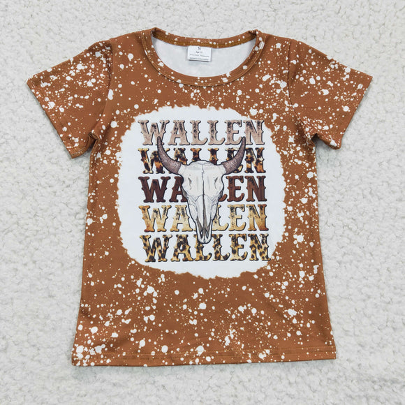 Cow Wallen Brown Girls Short Sleeve Top