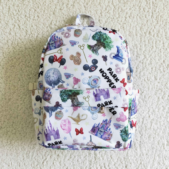 Cartoon Printed White Backpack