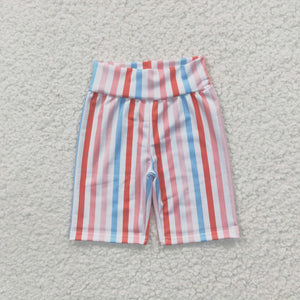 Colorful Stripe White Girls Cycling Shorts