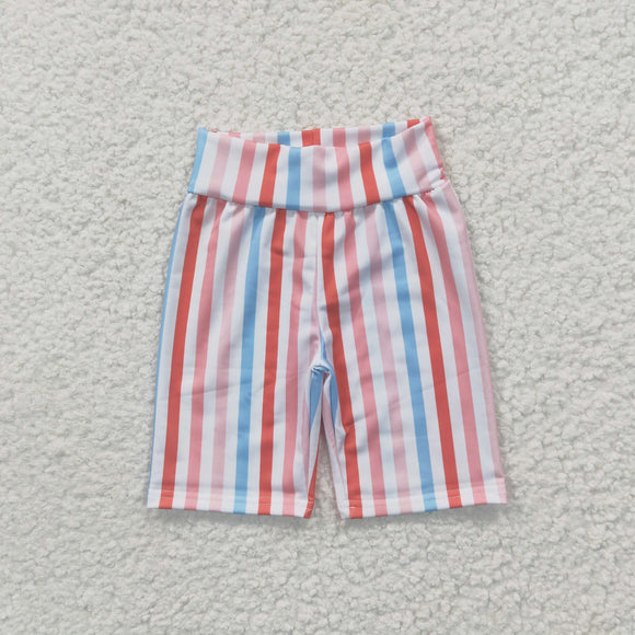 Colorful Stripe White Girls Cycling Shorts