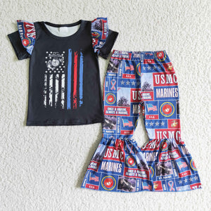 Flag USMC Black Girls 4th of July Outfits