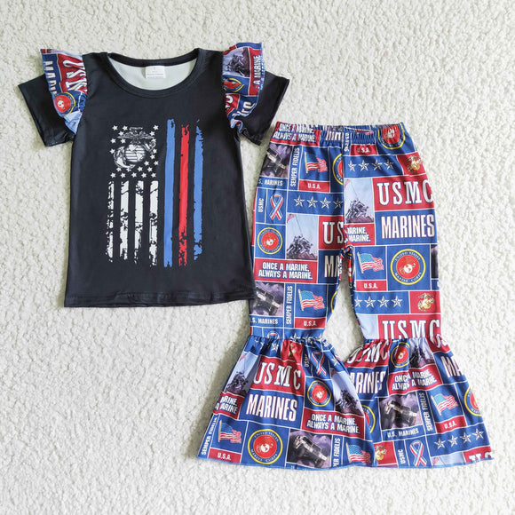 Flag USMC Black Girls 4th of July Outfits
