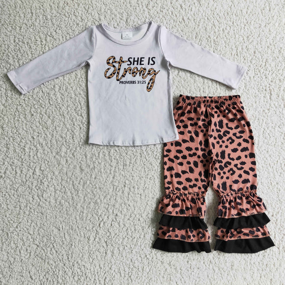 Promotional She is Strong Gray Girls Christmas Outfits