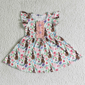 Promotional Bunny Floral Girls Easter Dress