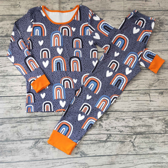 Adults Mommy & Me Rainbow Women Navy Long Sleeve Pajamas