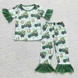 Clover Truck Plaid Green Girls St. Patrick's Day Pajamas