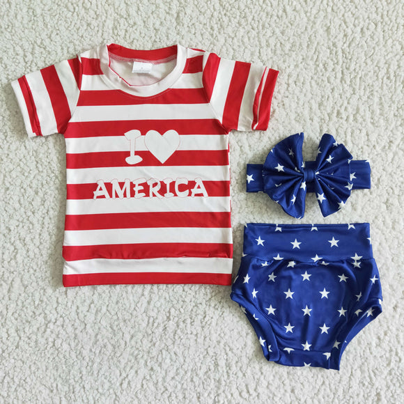 Promotional I Love America Girls 4th of July Bummies Sets