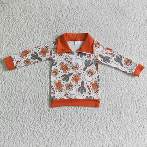 Promotional Cowboy Cactus Santa Gingerbread Orange Polo Boys Christmas Top