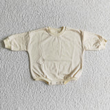 Solid Beige Girls Fall Romper