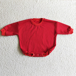 Solid Red Girls Fall Romper