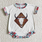 Highland Cow Aztec White Boys Summer Romper
