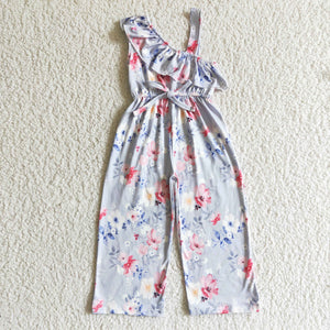 Purple Floral Girls Jumpsuit