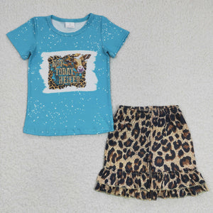 Promotional Not Today Heifer Leopard Print Blue Girls Shorts Sets