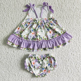 Floral Purple Girls Bummies Sets