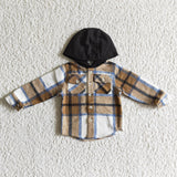 Brown Plaid Black Hoodie Boys Hoodie Top