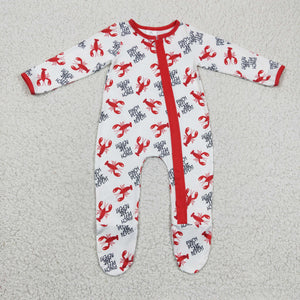 Red Crawfish White Boys Fall Romper