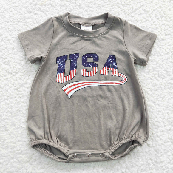 USA Letters Gray 4th of July Romper