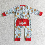 Milk Cookies Santa Red Sky Blue Girls Christmas Romper