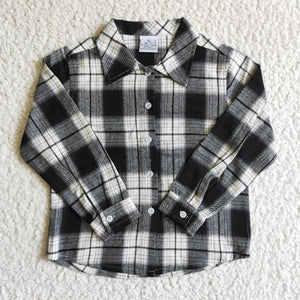 Black White Plaid Shirt Boys Long Sleeve Top