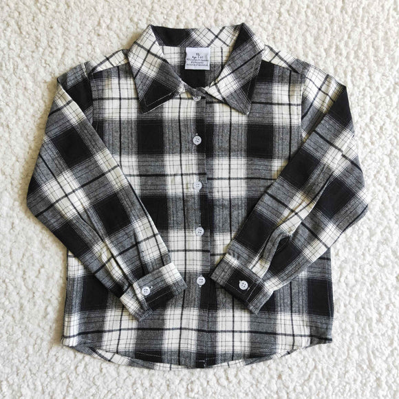 Black White Plaid Shirt Boys Long Sleeve Top