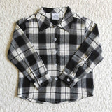 Black White Plaid Shirt Boys Long Sleeve Top