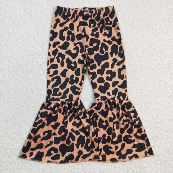 Leopard Print Orange Girls Milk Silk Bell Bottoms Pants