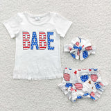 Babe White Girls 4th of July Bummies Sets