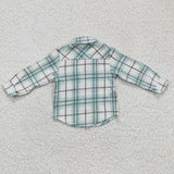 Sky Blue White Plaid Shirt Boys Long Sleeve Top