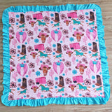 Hot Pink Blue Horse Cow Baby Blankets