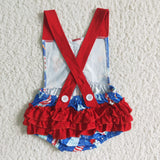 Popsicle Blue Red Girls 4th of July Romper