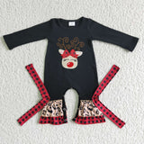 Baby Girls Reindeer Embroidery Christmas Romper