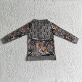 Jungle Deer Leaves Camo Green Polo Boys Long Sleeve Top