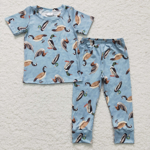 Duck Sky Blue Boys Short Sleeve Pajamas