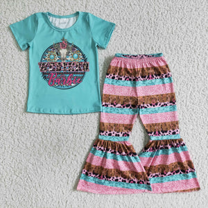 Cartoon Dolls Western Girls Short Sleeve+Trousers Sets