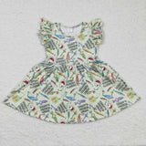 Promotional Daddy's Fishing Buddy Letters Girls Flutter Sleeve Dress