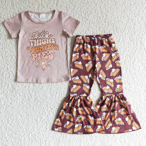 Pumpkin Pie Pink Girls Short Sleeve+Trousers Sets