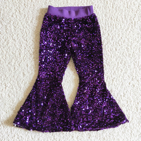 Purple Sequin Girls Pants
